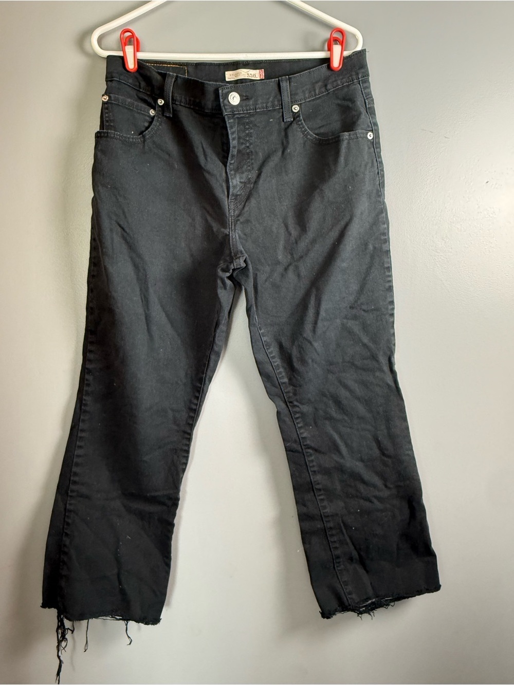 Levi's 550 Bootcut Cutoff Black Denim Jeans Relaxed Fit Womens Sz 12M